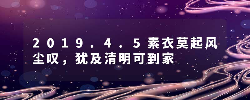 2019.4.5素衣莫起风尘叹，犹及清明可到家