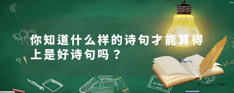 你知道什么样的诗句才能算得上是好诗句吗？