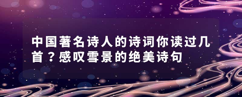 中国著名诗人的诗词你读过几首？感叹雪景的绝美诗句