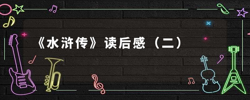 《水浒传》读后感（二）