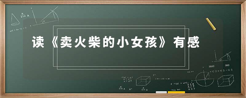 读《卖火柴的小女孩》有感