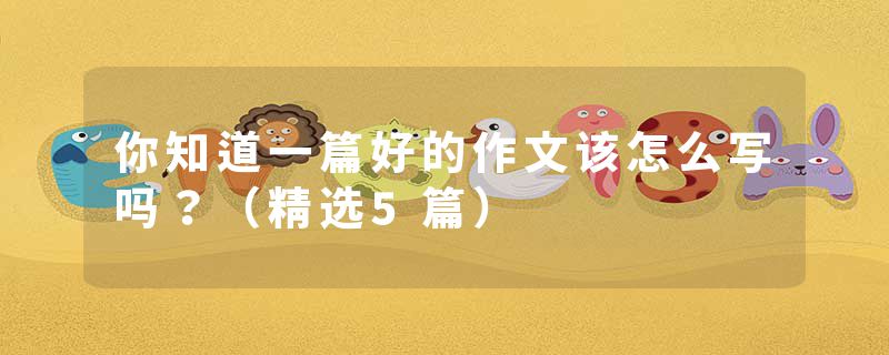 你知道一篇好的作文该怎么写吗？（精选5篇）