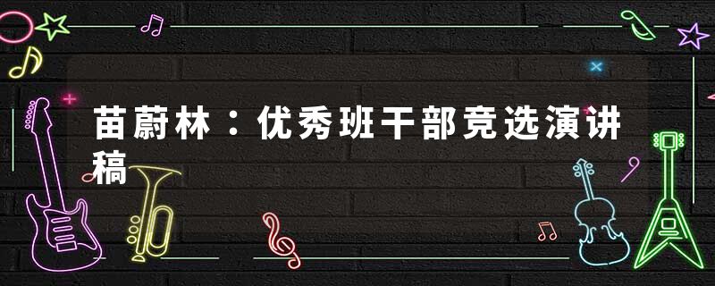苗蔚林：优秀班干部竞选演讲稿