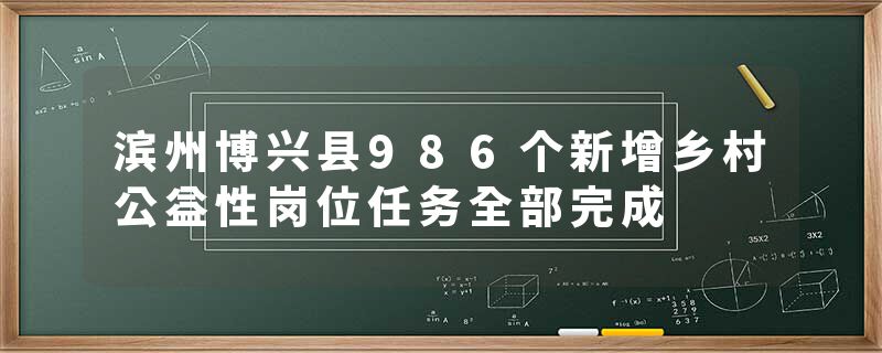 滨州博兴县986个新增乡村公益性岗位任务全部完成