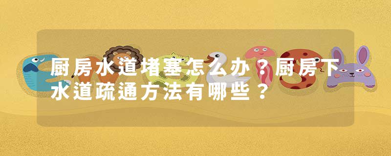 厨房水道堵塞怎么办？厨房下水道疏通方法有哪些？