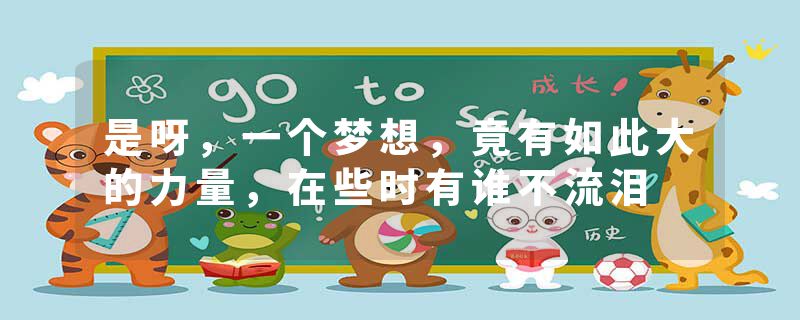 是呀，一个梦想，竟有如此大的力量，在些时有谁不流泪