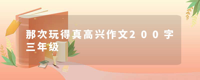 那次玩得真高兴作文200字三年级