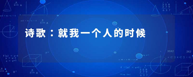诗歌：就我一个人的时候