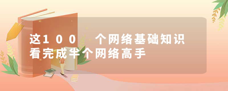 这100 个网络基础知识 看完成半个网络高手