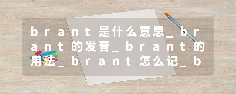 brant是什么意思_brant的发音_brant的用法_brant怎么记_brant翻译
