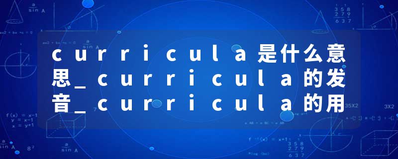 curricula是什么意思_curricula的发音_curricula的用法_curricula怎么记_curricula翻译