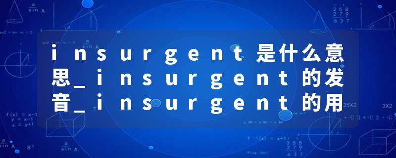 insurgent是什么意思_insurgent的发音_insurgent的用法_insurgent怎么记_insurgent翻译