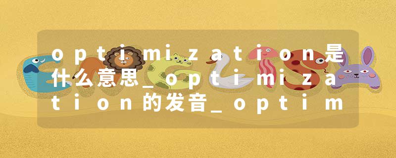 optimization是什么意思_optimization的发音_optimization的用法_optimization怎么记_optimization翻译