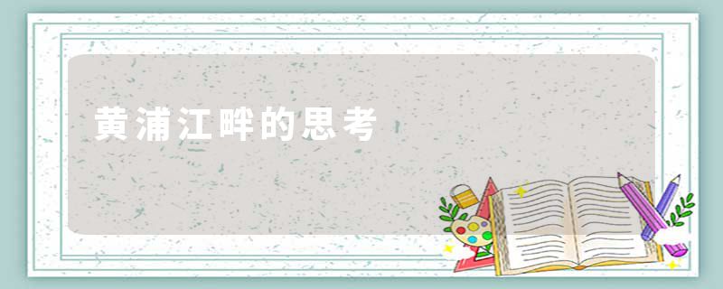 黄浦江畔的思考