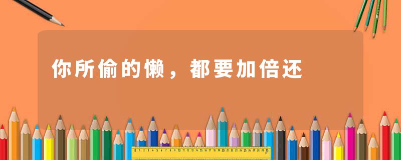 你所偷的懒，都要加倍还