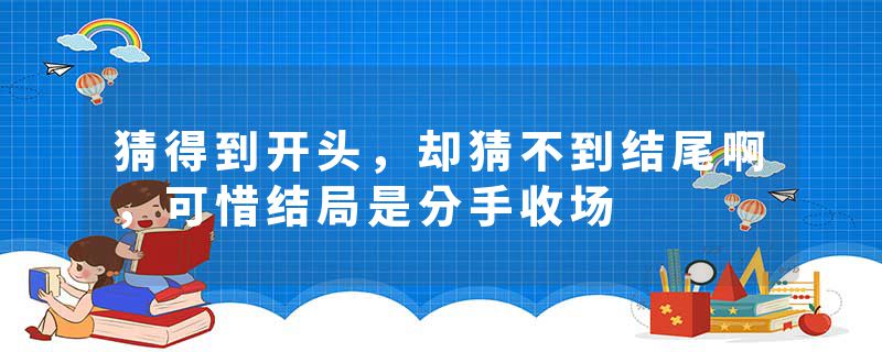 猜得到开头,却猜不到结尾啊,可惜结局是分手收场