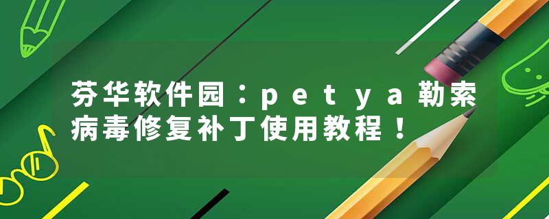 芬华软件园：petya勒索病毒修复补丁使用教程！