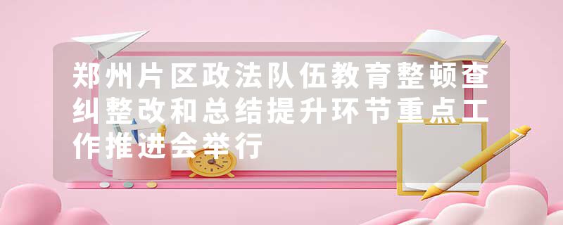 郑州片区政法队伍教育整顿查纠整改和总结提升环节重点工作推进会举行