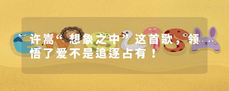 许嵩“想象之中”这首歌，领悟了爱不是追逐占有！