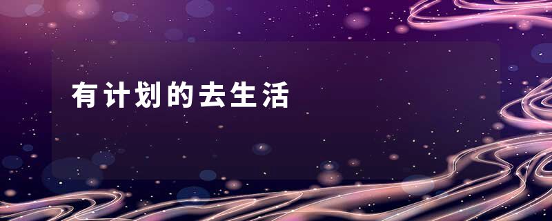 有计划的去生活