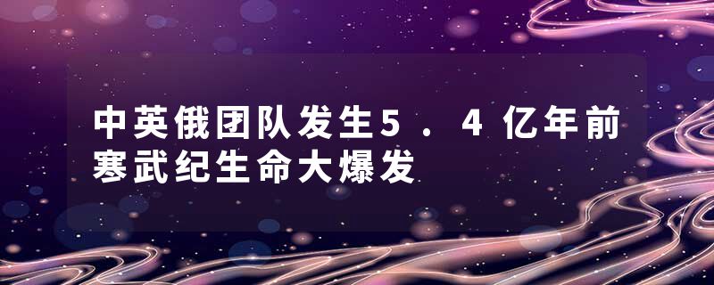 中英俄团队发生5.4亿年前寒武纪生命大爆发