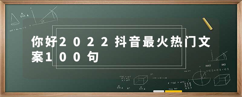 你好2022抖音最火热门文案100句