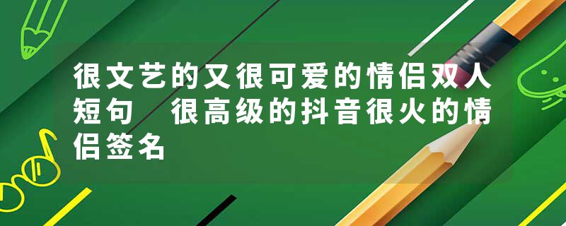 很文艺的又很可爱的情侣双人短句 很高级的抖音很火的情侣签名