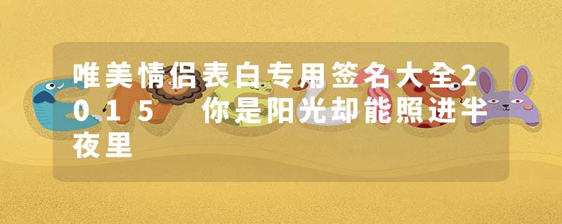 唯美情侣表白专用签名大全2015 你是阳光却能照进半夜里