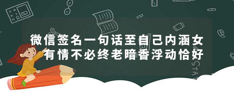 微信签名一句话至自己内涵女 有情不必终老暗香浮动恰好