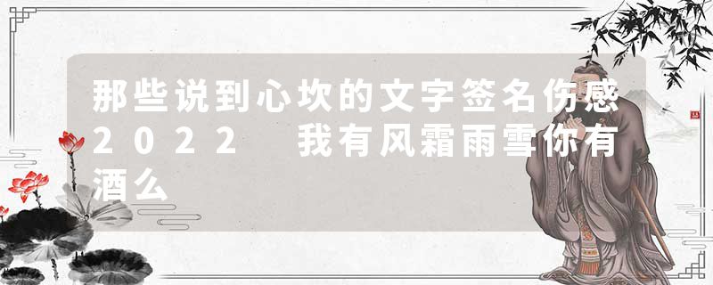 那些说到心坎的文字签名伤感2022 我有风霜雨雪你有酒么