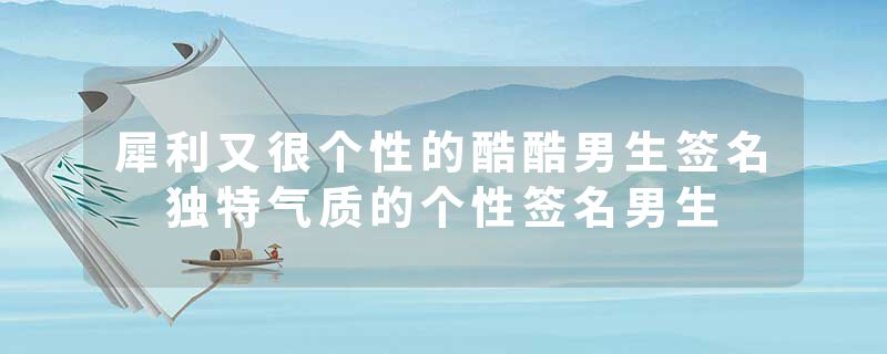 犀利又很个性的酷酷男生签名 独特气质的个性签名男生