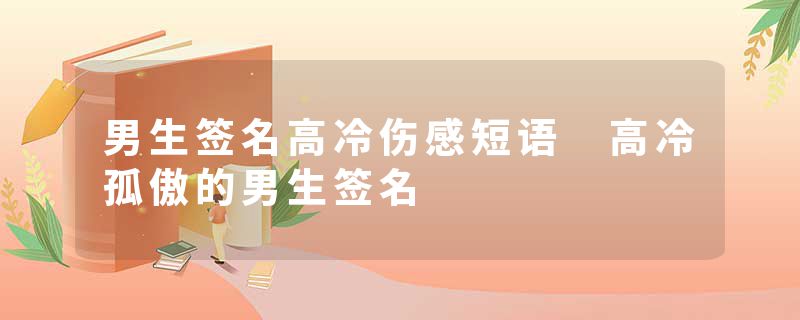 男生签名高冷伤感短语 高冷孤傲的男生签名