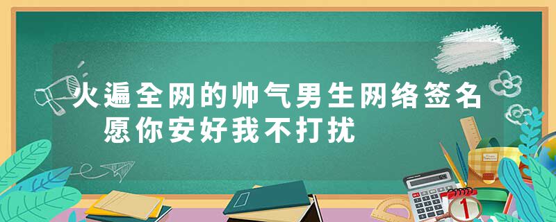 火遍全网的帅气男生网络签名 愿你安好我不打扰