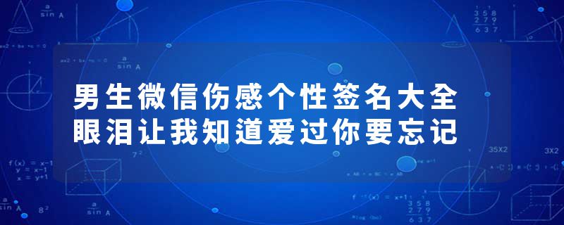 男生微信伤感个性签名大全 眼泪让我知道爱过你要忘记
