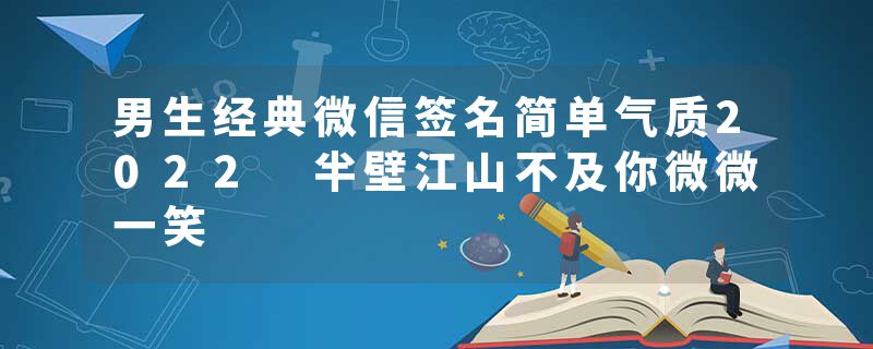 男生经典微信签名简单气质2022 半壁江山不及你微微一笑