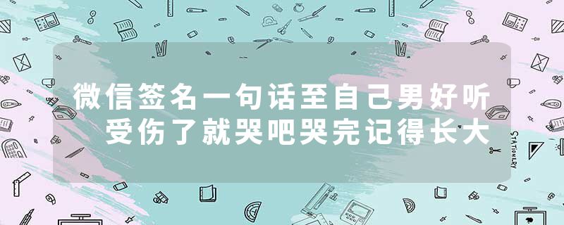 微信签名一句话至自己男好听 受伤了就哭吧哭完记得长大