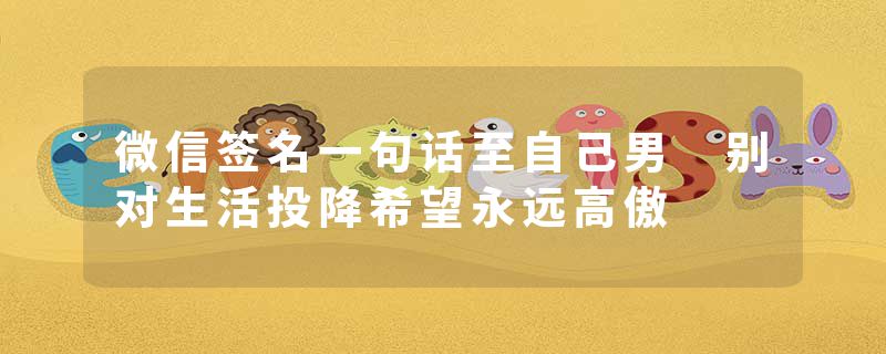 微信签名一句话至自己男 别对生活投降希望永远高傲