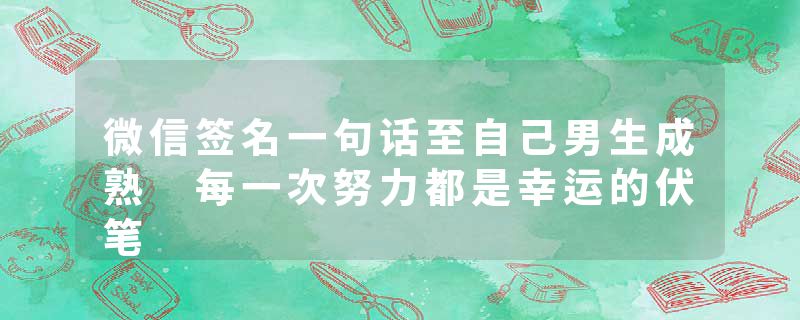 微信签名一句话至自己男生成熟 每一次努力都是幸运的伏笔