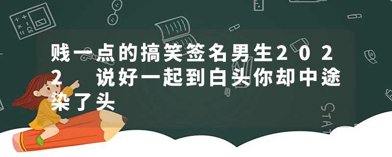 贱一点的搞笑签名男生2022 说好一起到白头你却中途染了头
