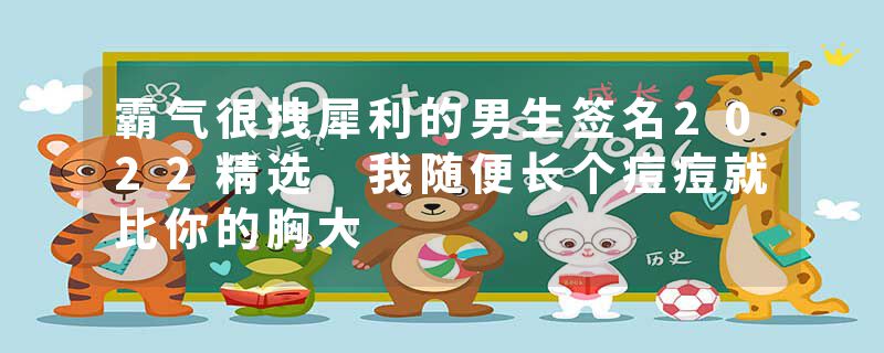 霸气很拽犀利的男生签名2022精选 我随便长个痘痘就比你的胸大