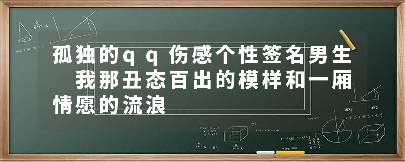 孤独的qq伤感个性签名男生 我那丑态百出的模样和一厢情愿的流浪