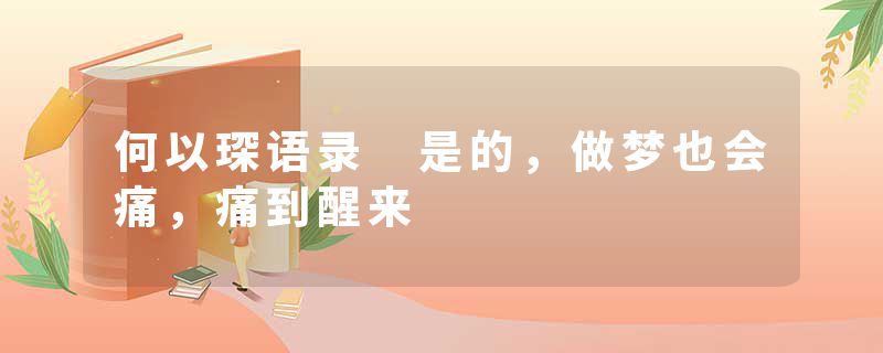 何以琛语录 是的，做梦也会痛，痛到醒来