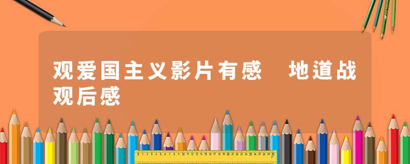 观爱国主义影片有感 地道战观后感
