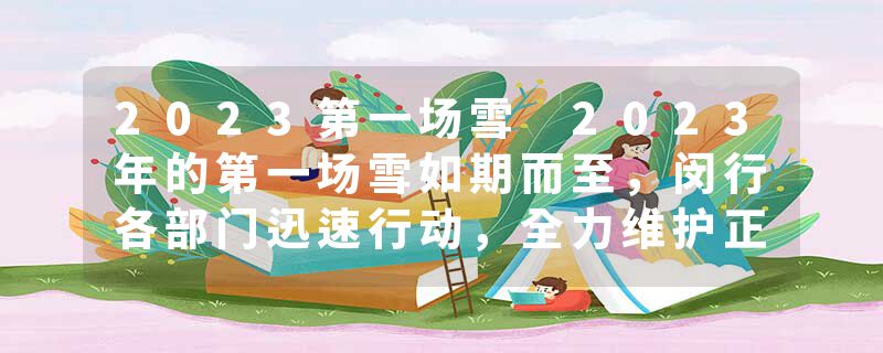2023第一场雪 2023年的第一场雪如期而至，闵行各部门迅速行动，全力维护正常生产生活秩序