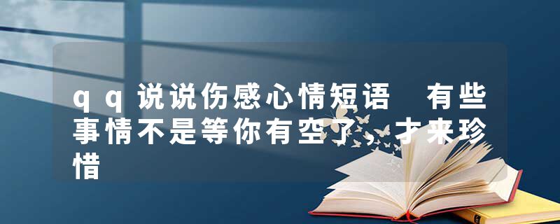 qq说说伤感心情短语 有些事情不是等你有空了,才来珍惜