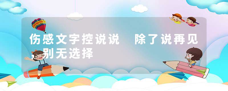 伤感文字控说说 除了说再见,别无选择