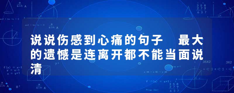 说说伤感到心痛的句子 最大的遗憾是连离开都不能当面说清