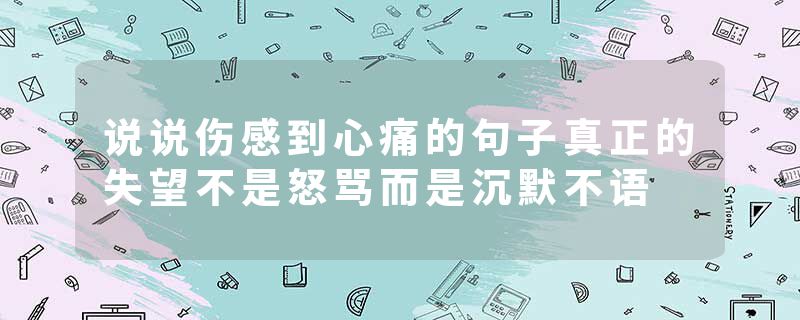 说说伤感到心痛的句子真正的失望不是怒骂而是沉默不语