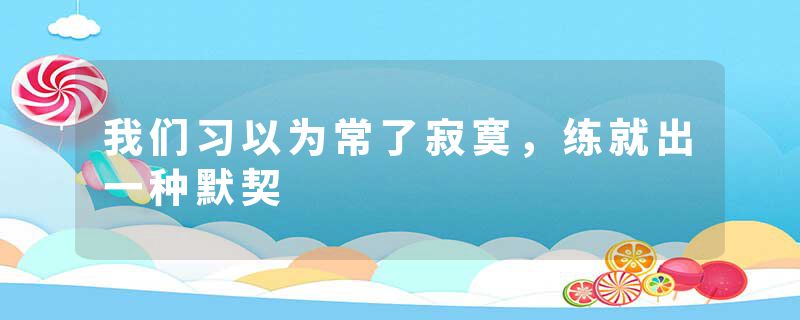 我们习以为常了寂寞，练就出一种默契