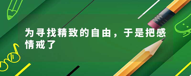 为寻找精致的自由,于是把感情戒了